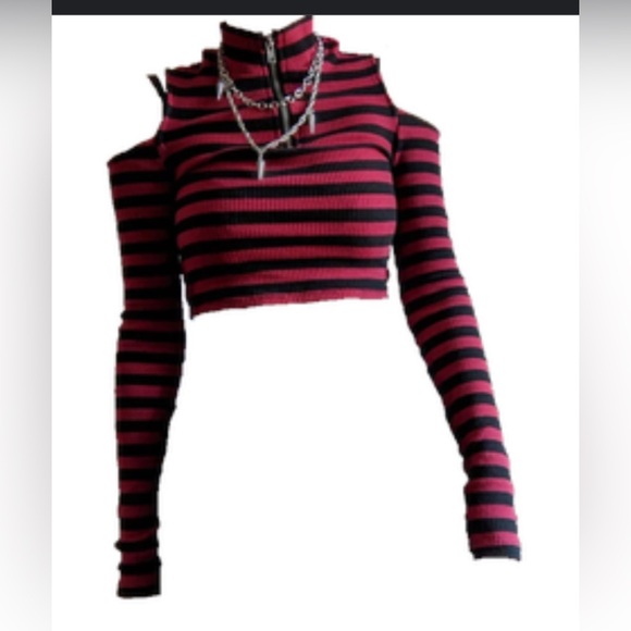 KILLSTAR long sleeve stripped crop top - Picture 6 of 6